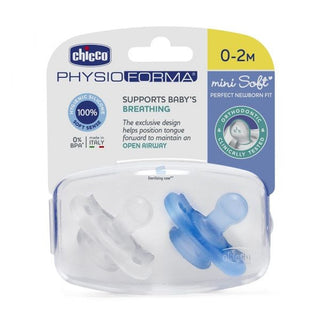 Chicco Chupeta Physio Form Mini Soft Azul 0-2 meses 2 unidades